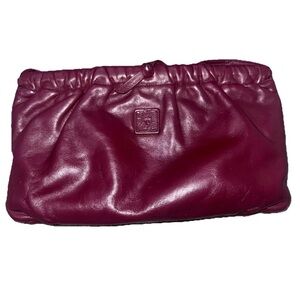 Vintage Anne Klein for Calderon Burgundy Leather Clutch Crossbody Bag